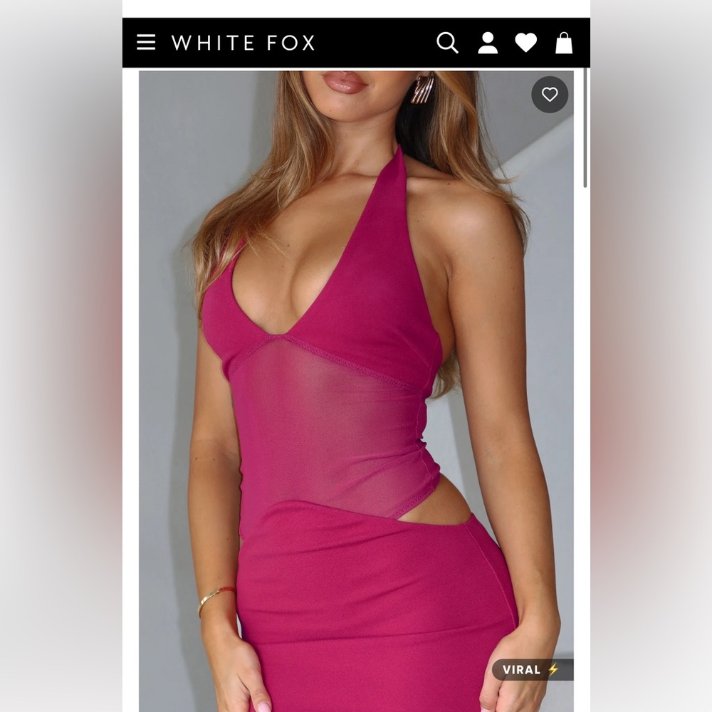 White fox No Notes Needed Halter Maxi Dress Cherry - Picture 2 of 6